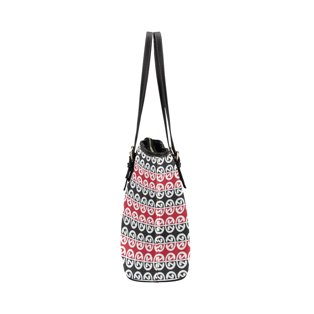 Maori Classic Themed Design Print Leather Tote Bag