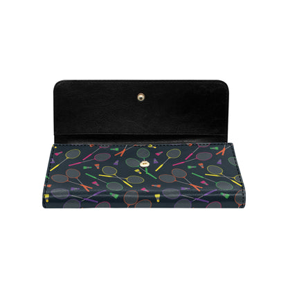 Badminton Pattern Print Design 04 Women's Trifold Wallet