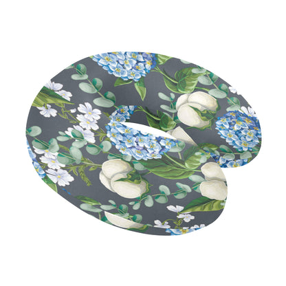 Hydrangea Pattern Print Design 02 U-Shaped Travel Neck Pillow