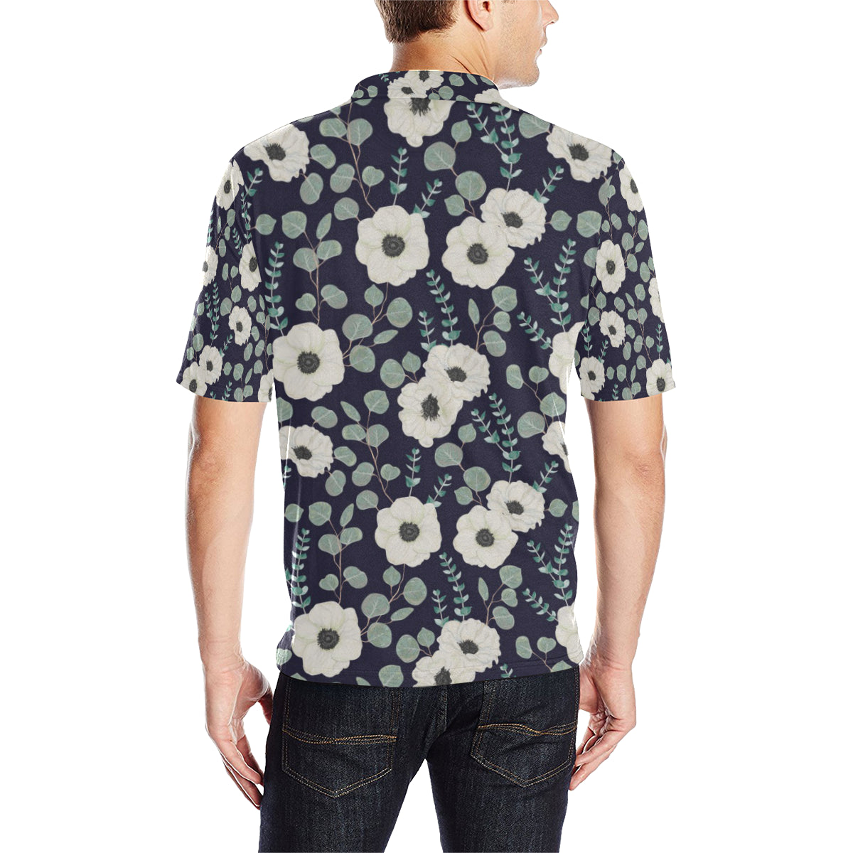 Anemone Pattern Print Design AM01 Men Polo Shirt