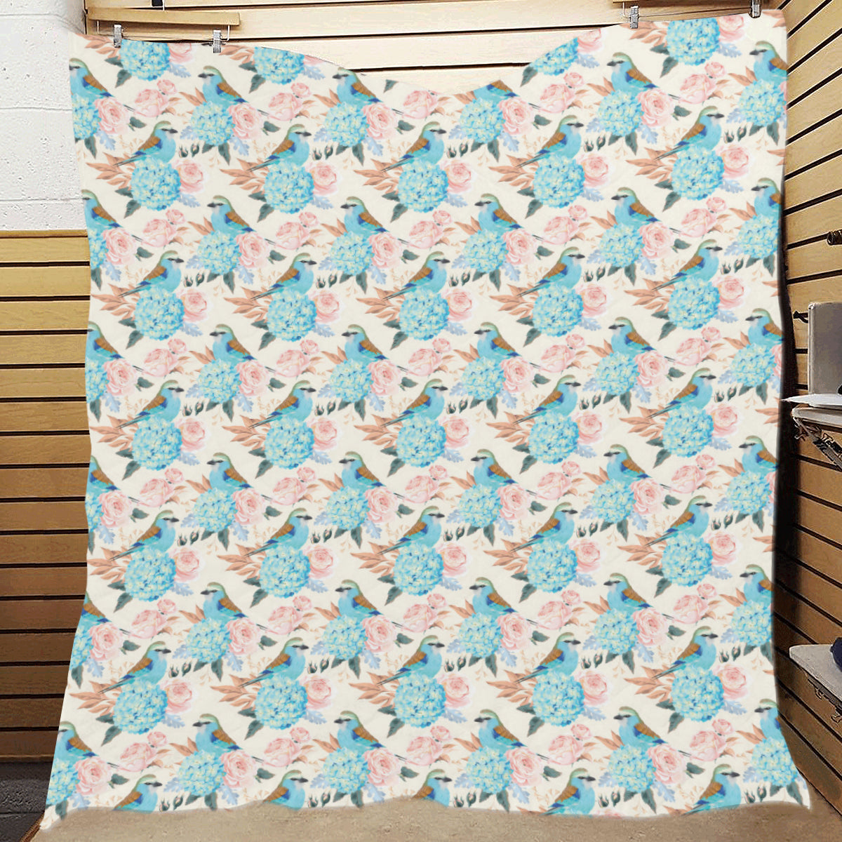 Bluebird Pattern Print Design 03 Premium Quilt