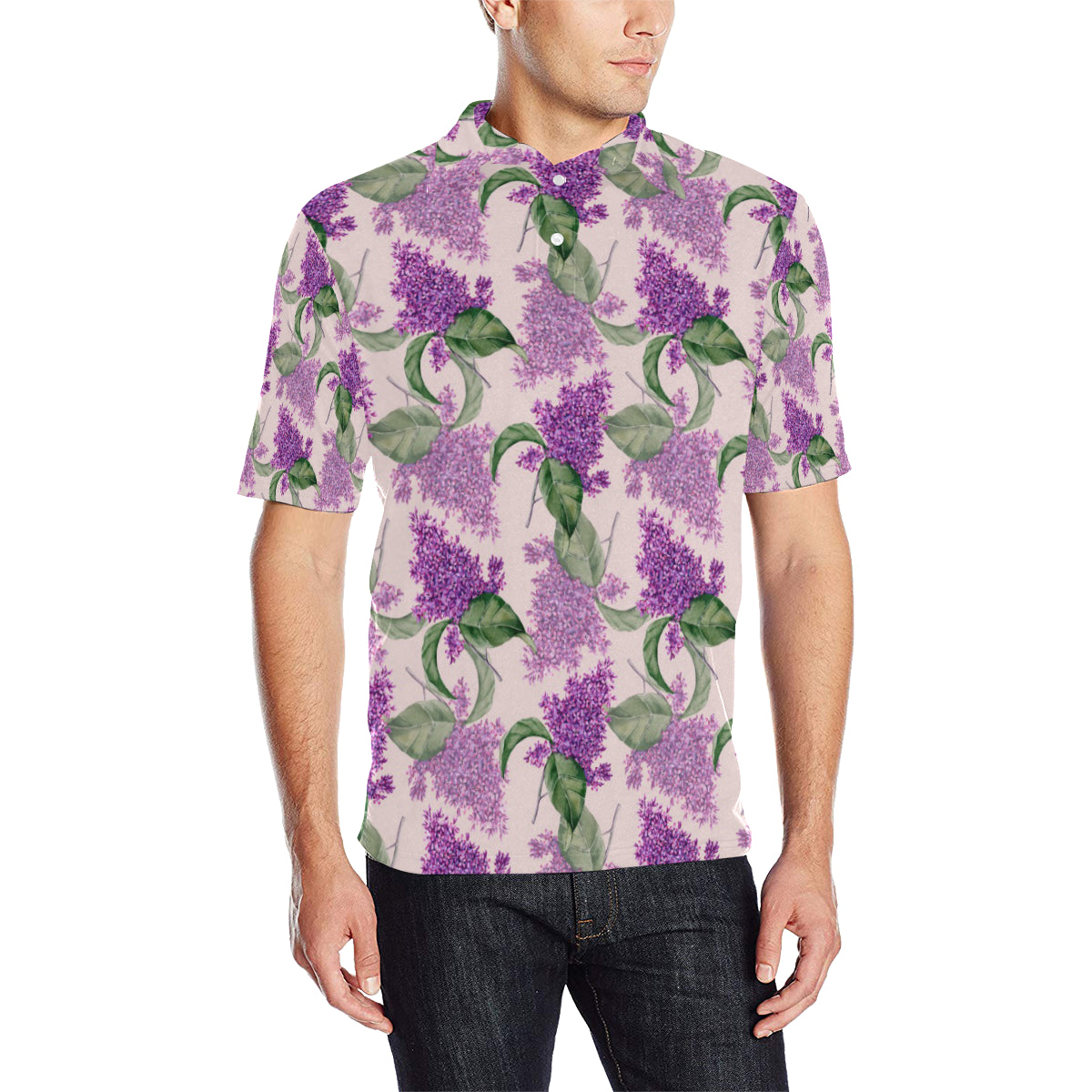Lilac Pattern Print Design LI02 Men Polo Shirt