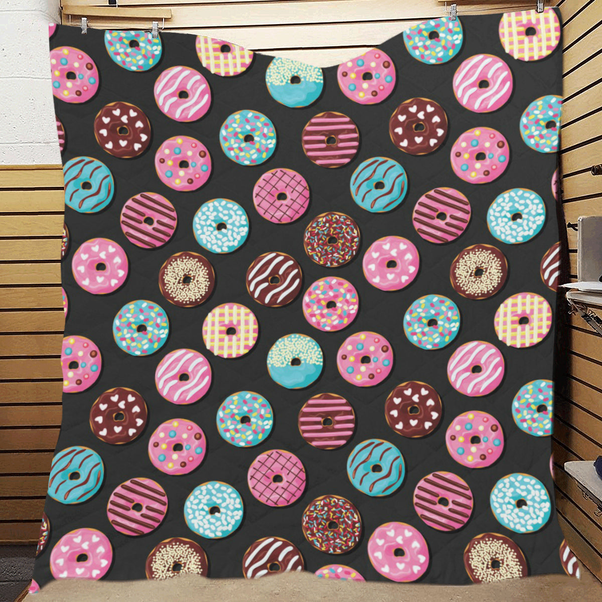 Donut Pattern Print Design DN02 Premium Quilt