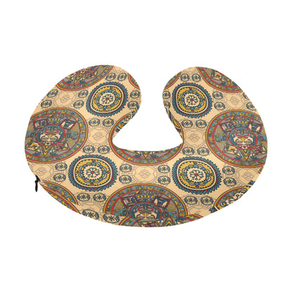 Calendar Aztec Pattern Print Design 02 U-Shaped Travel Neck Pillow