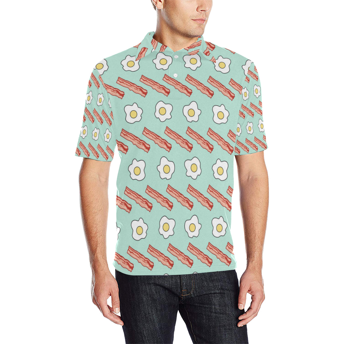 Bacon Sausage Pattern Print Design 01 Men Polo Shirt