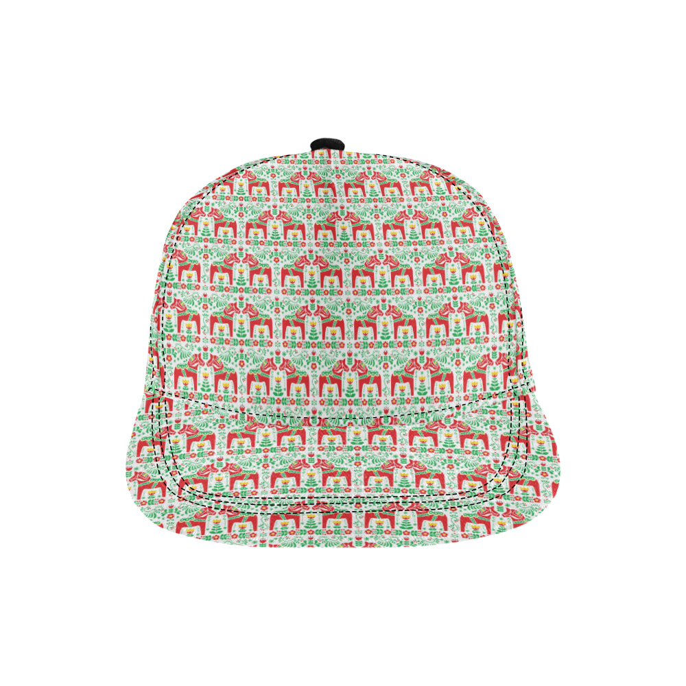 Swedish Dala Style Pattern Snapback Cap
