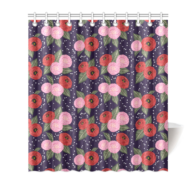 Camellia Pattern Print Design CM02 Shower Curtain