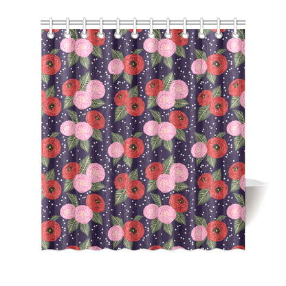 Camellia Pattern Print Design CM02 Shower Curtain