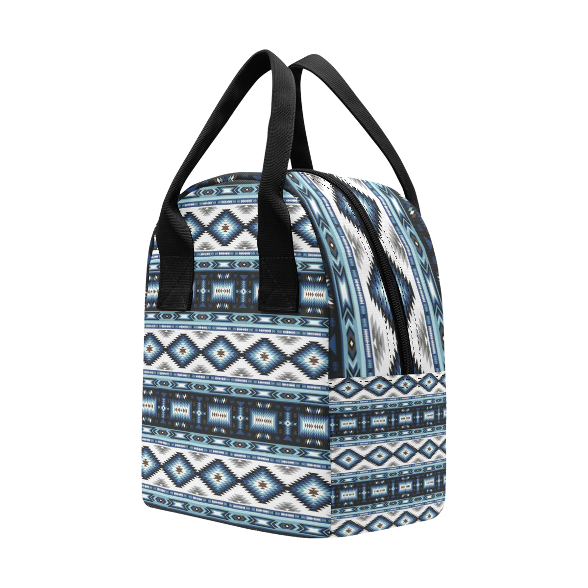 Navajo Dark Blue Print Pattern Insulated Lunch Bag