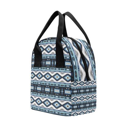 Navajo Dark Blue Print Pattern Insulated Lunch Bag