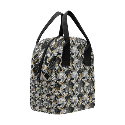Hummingbird Gold Design Themed Print Insulated Lunch Bag
