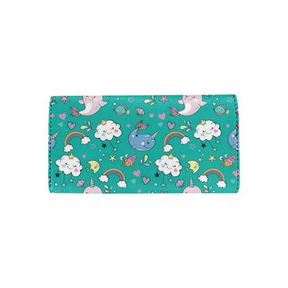 Narwhal Pattern Print Design 04 Women's Trifold Wallet