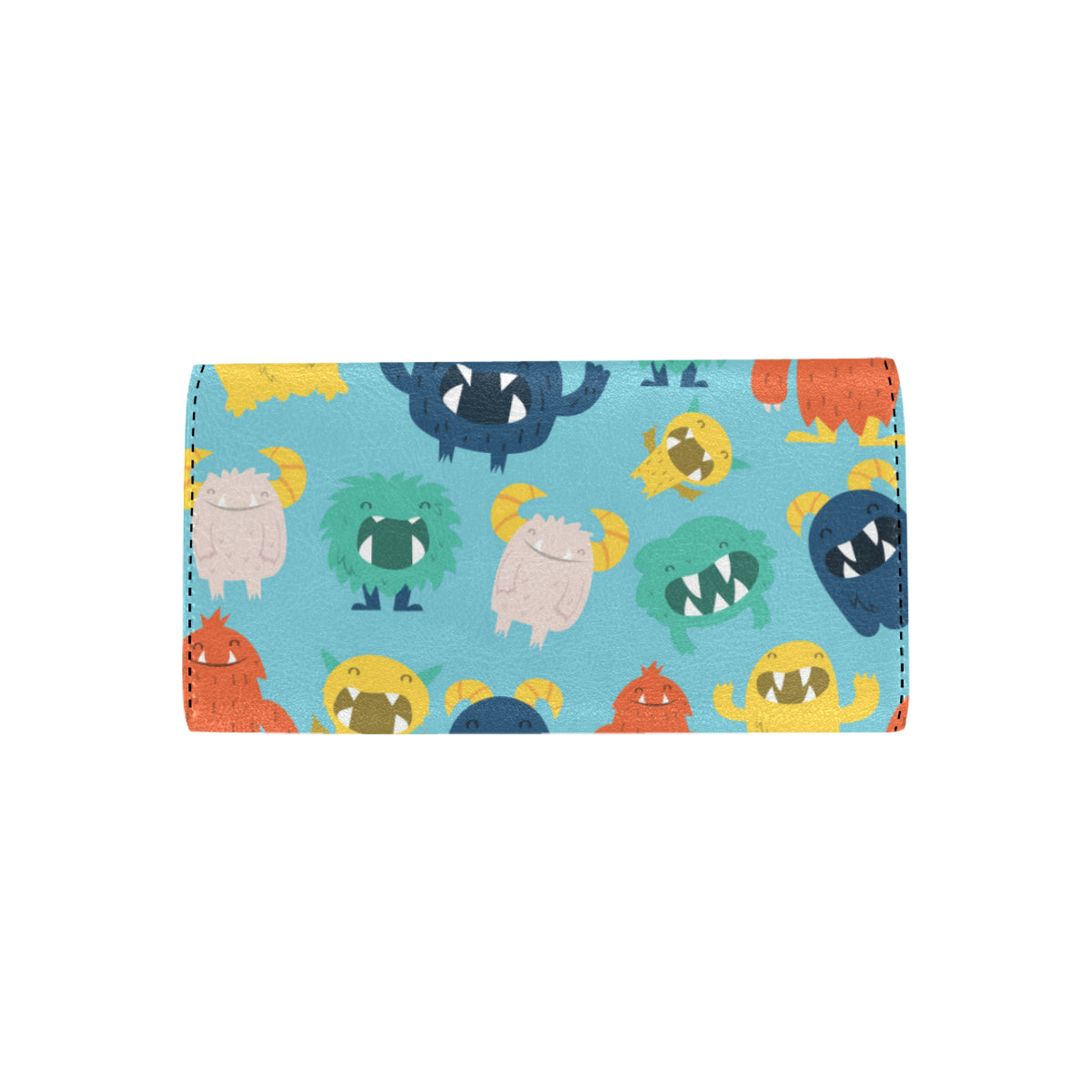 Monster Cartoon Pattern Print Design 03 Women's Trifold Wallet