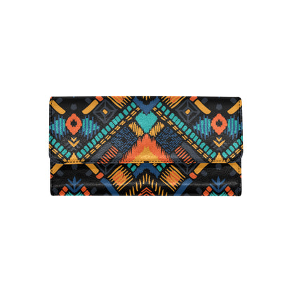 Kente Pattern Print Design 05 Women's Trifold Wallet