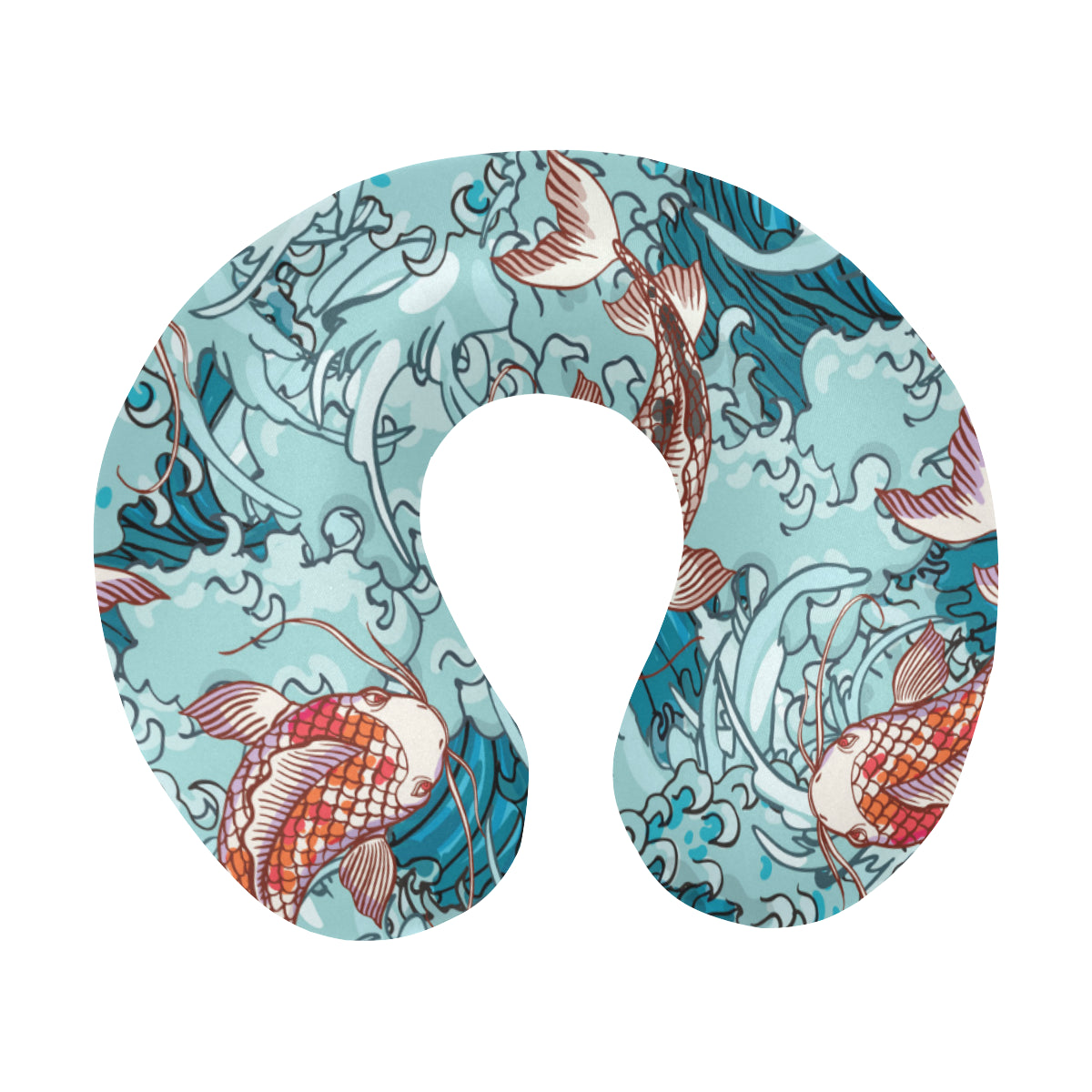 KOI Fish Pattern Print Design 05 U-Shaped Travel Neck Pillow