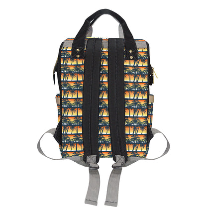 Palm Tree Sunset Design Print Diaper Bag Backpack