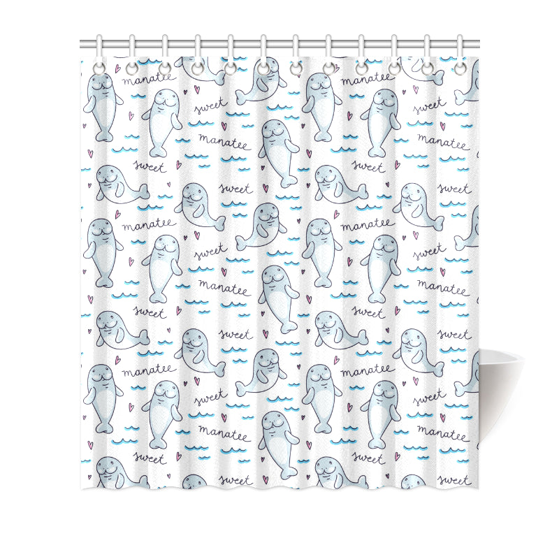 Manatee Baby Pattern Print Design 03 Shower Curtain