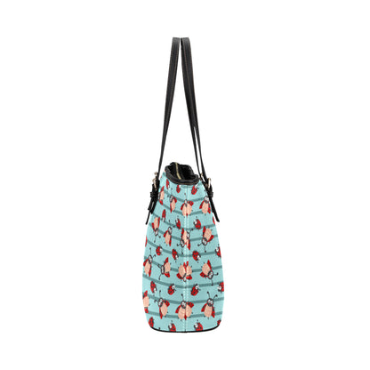 Ladybug Happy Print Pattern Leather Tote Bag