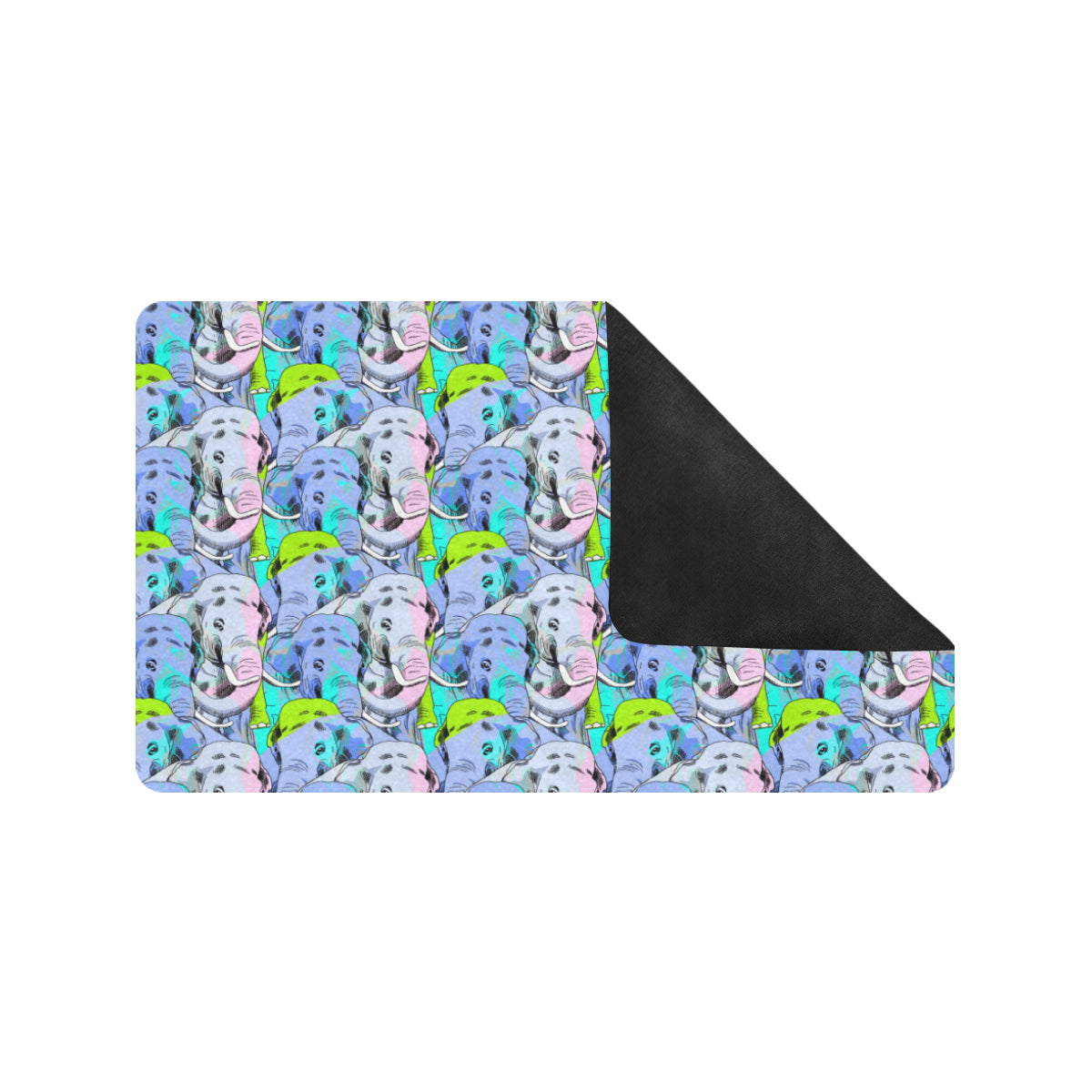 Elephant Art color Print Pattern Rubber Doormat