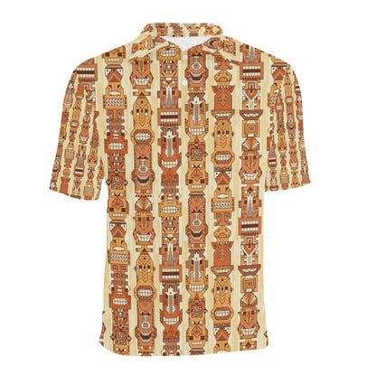 Tiki Orange Vertical Pattern Men Polo Shirt