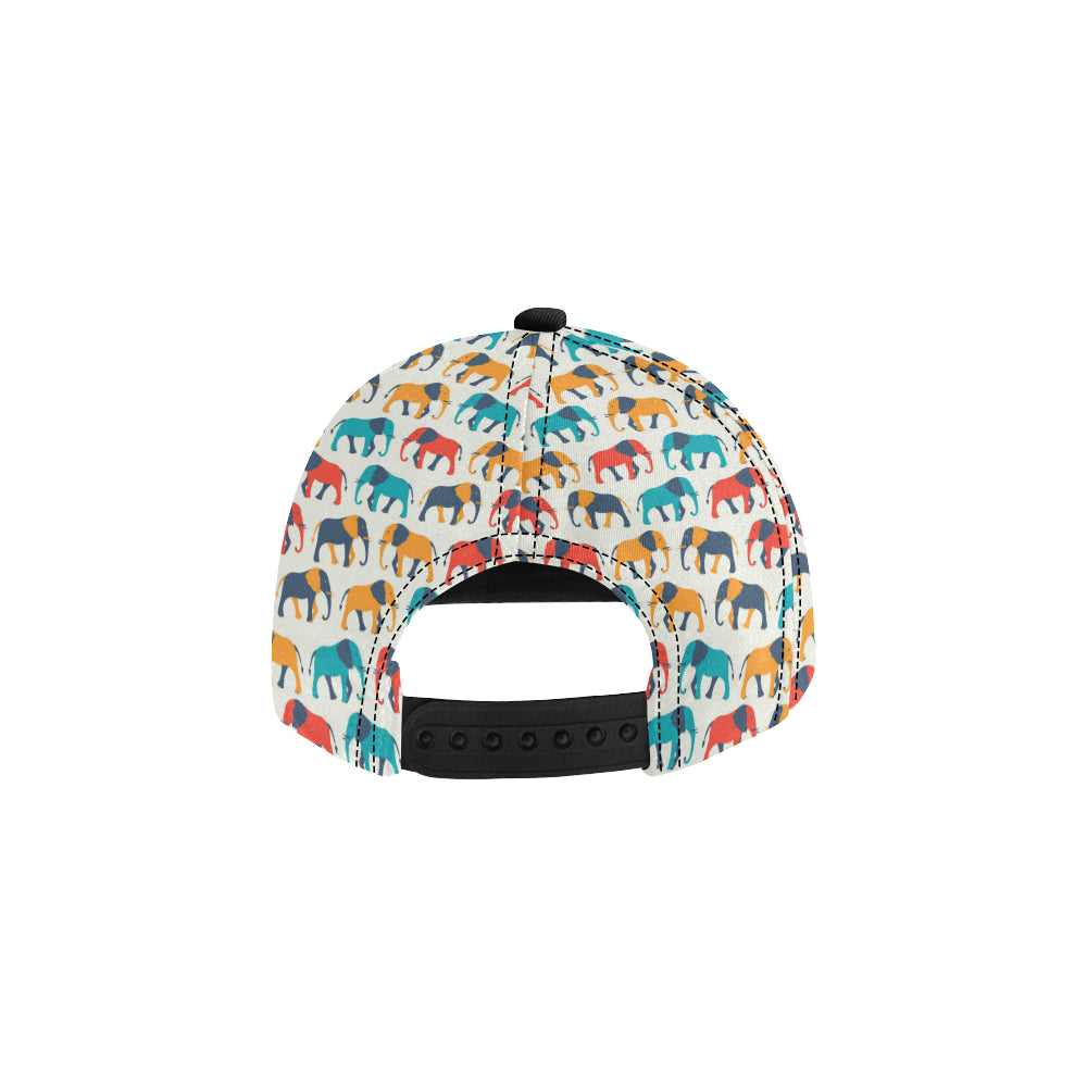 Elephant Colorful Print Pattern Snapback Cap