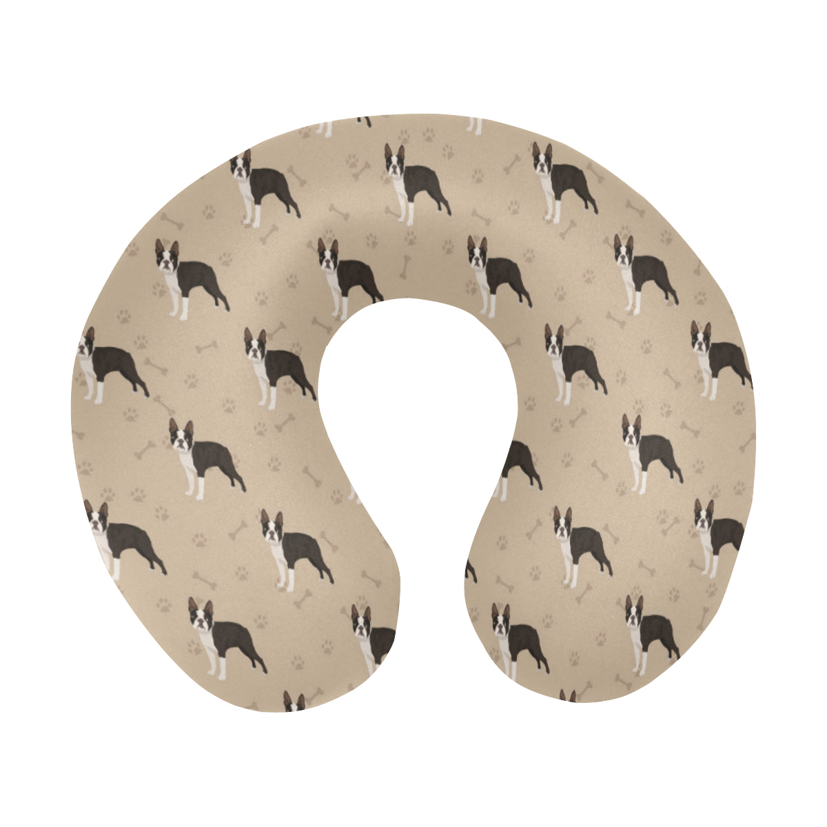 Boston Terrier Pattern Print Design 02 U-Shaped Travel Neck Pillow