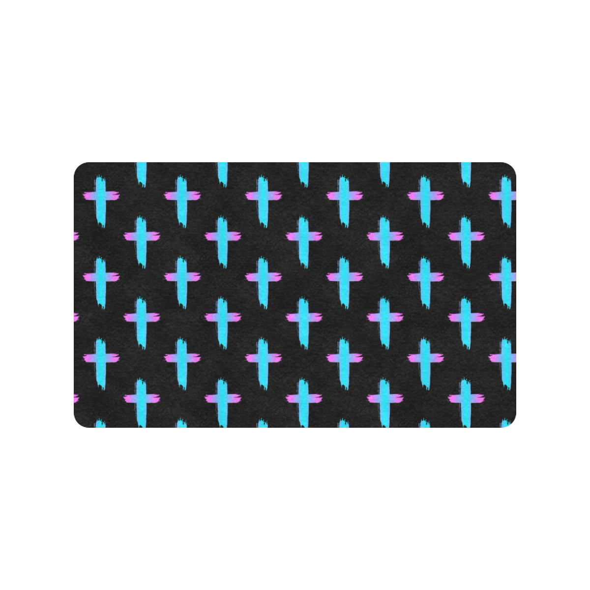Christian Cross neon Pattern Rubber Doormat