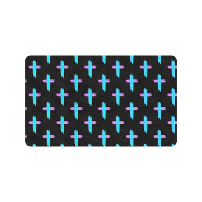 Christian Cross neon Pattern Rubber Doormat