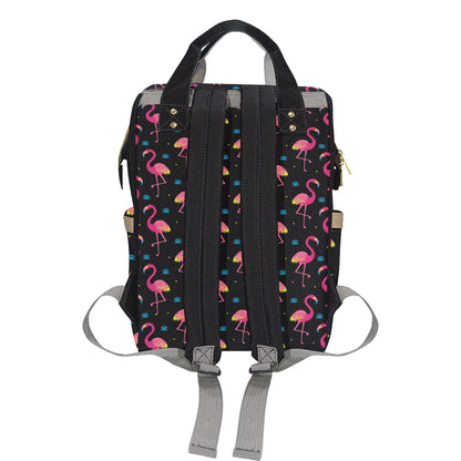 Flamingo Pink Neon Print Pattern Diaper Bag Backpack