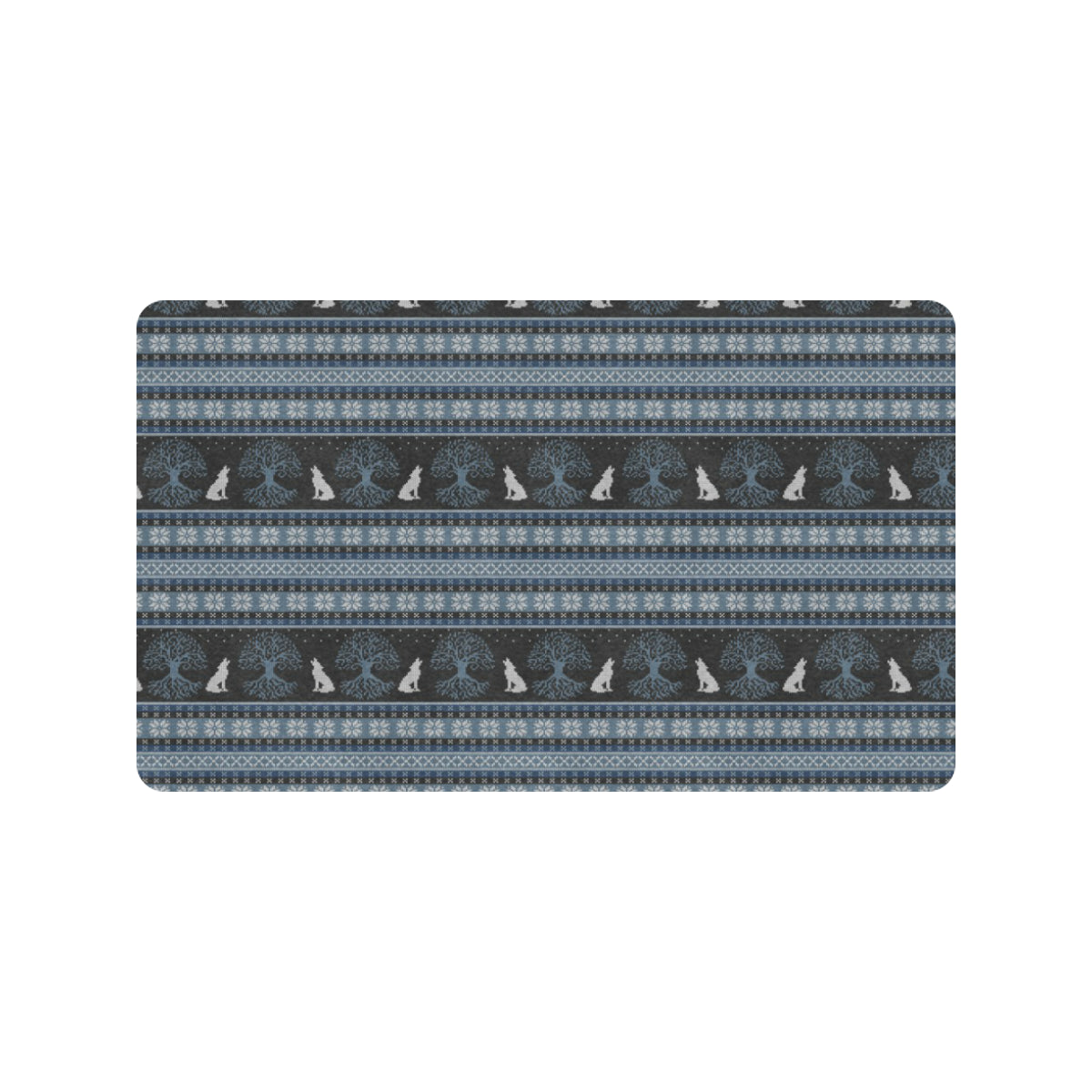 Wolf Tree of Life Knit Design Print Rubber Doormat