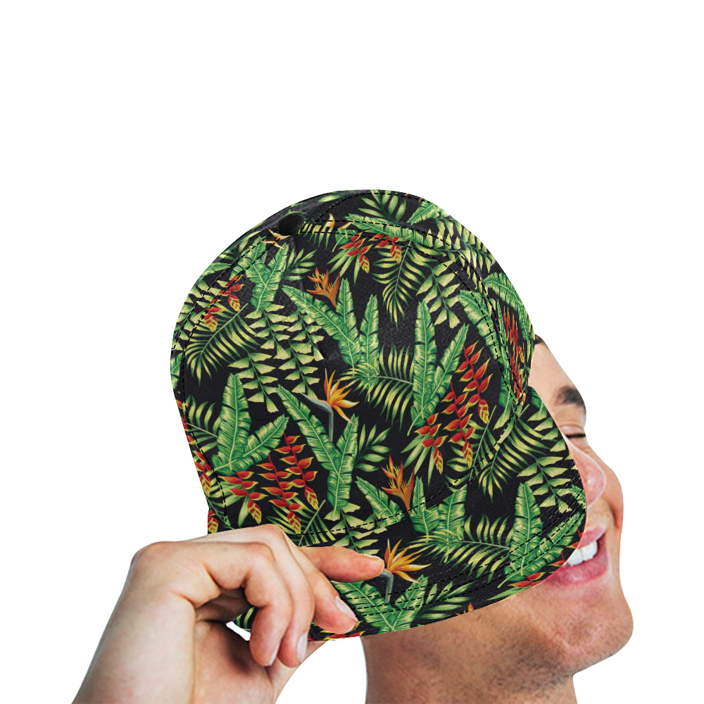 Hawaiian Flower Tropical Palm Leaves Snapback Cap