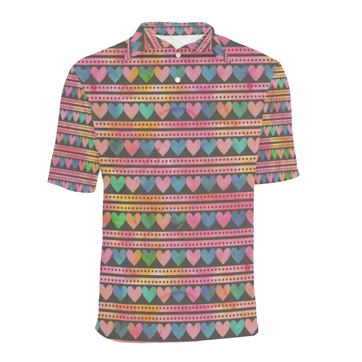 Heart Pattern Print Design HE010 Men Polo Shirt