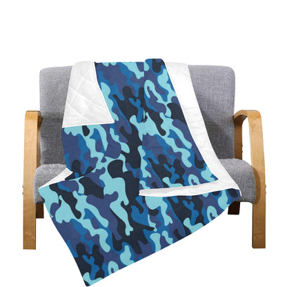 Camo Blue Pattern Print Design 04 Premium Quilt