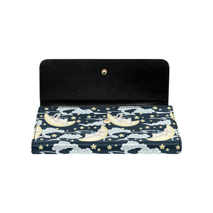 Rabbit Sleeping Pattern Print Design RB08 Women's Trifold Wallet
