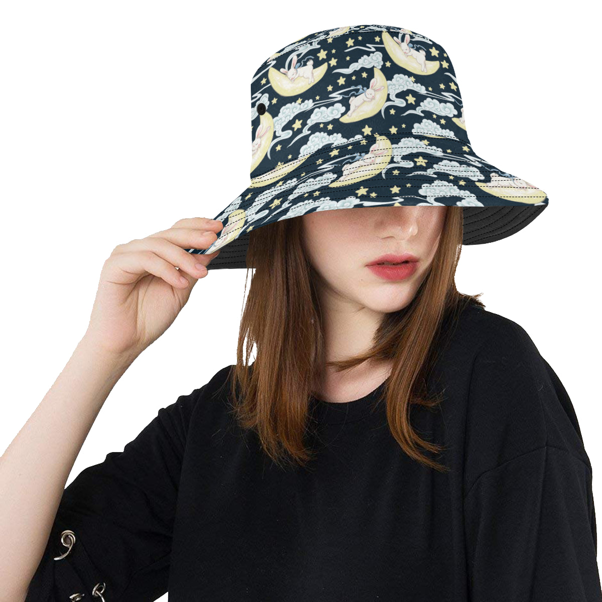 Rabbit Sleeping Pattern Print Design RB08 Unisex Bucket Hat