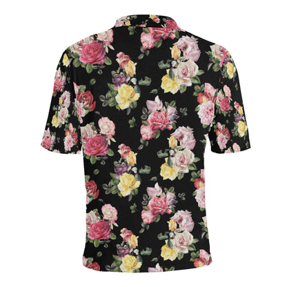 Rose Pattern Print Design RO010 Men Polo Shirt