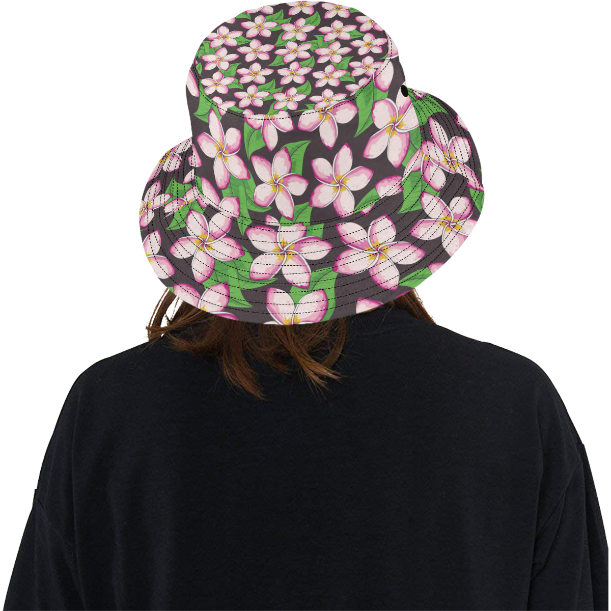 Pink Plumeria Pattern Print Design PM019 Unisex Bucket Hat