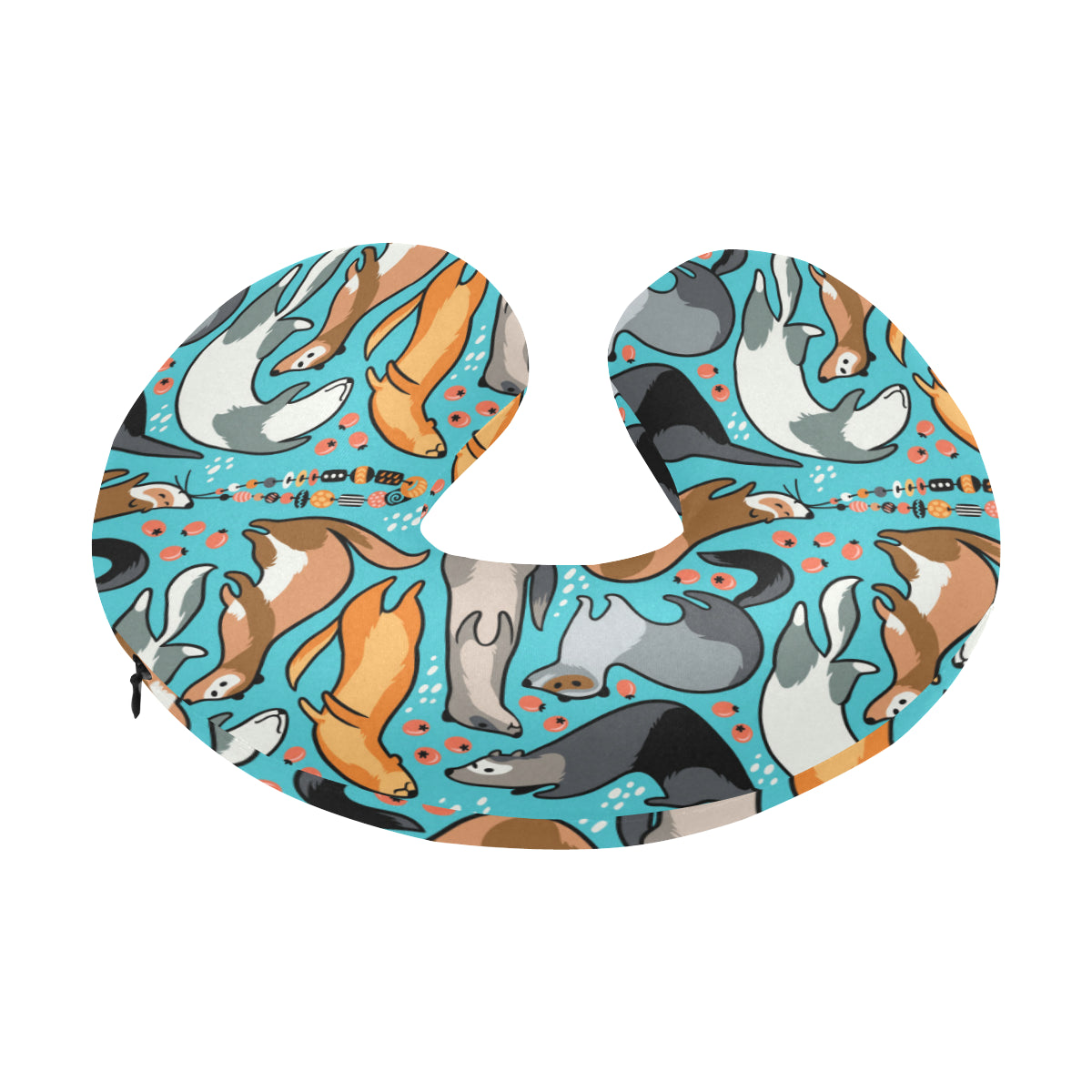 Ferret Pattern Print Design 03 U-Shaped Travel Neck Pillow