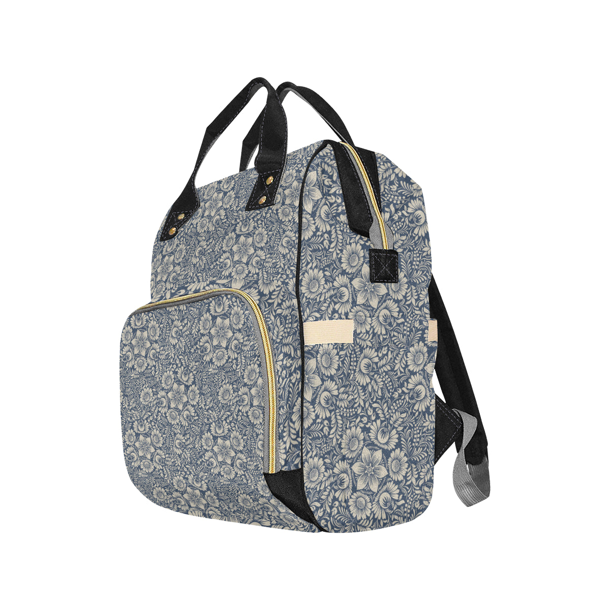 Elegant Floral Print Pattern Diaper Bag Backpack