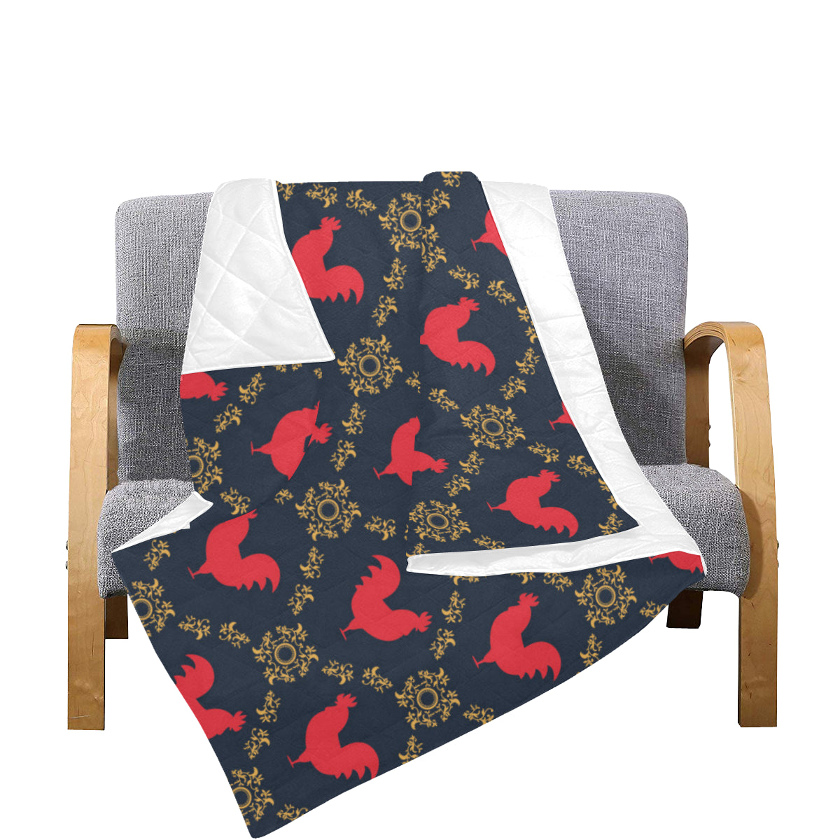 Rooster Pattern Print Design A02 Premium Quilt
