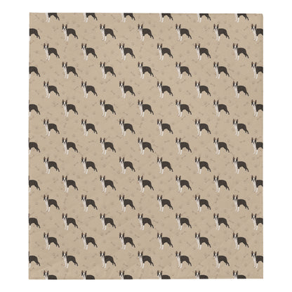 Boston Terrier Pattern Print Design 02 Premium Quilt