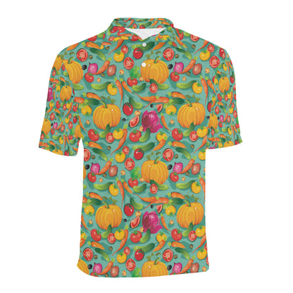 Vegan Colorful Themed Design Print Men Polo Shirt