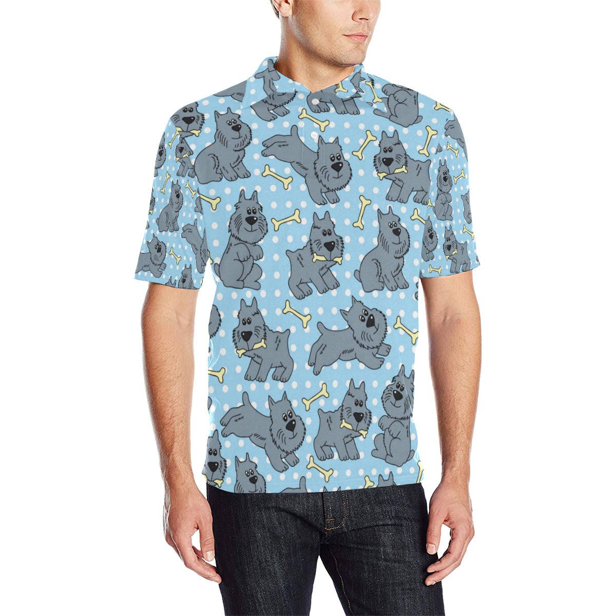 Schnauzers Pattern Print Design A02 Men Polo Shirt