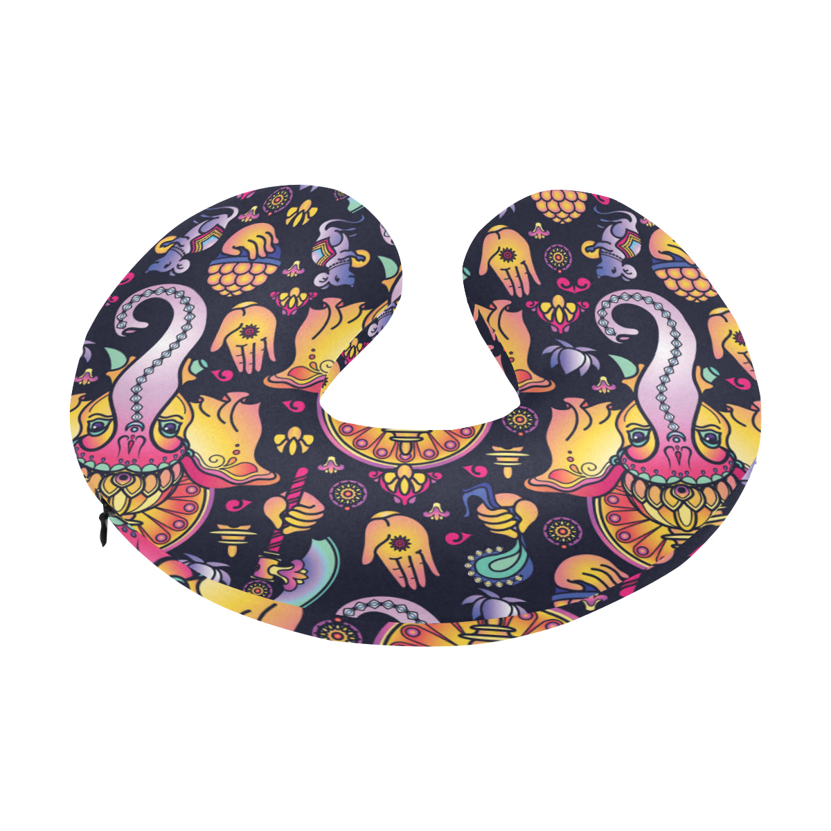 Ganesha Indian Pattern Print Design 03 U-Shaped Travel Neck Pillow