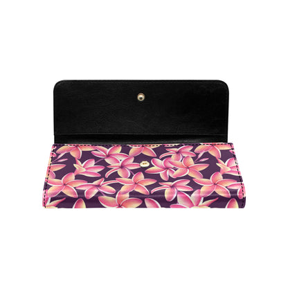 Purple Plumeria Pattern Print Design PM010 Women's Trifold Wallet