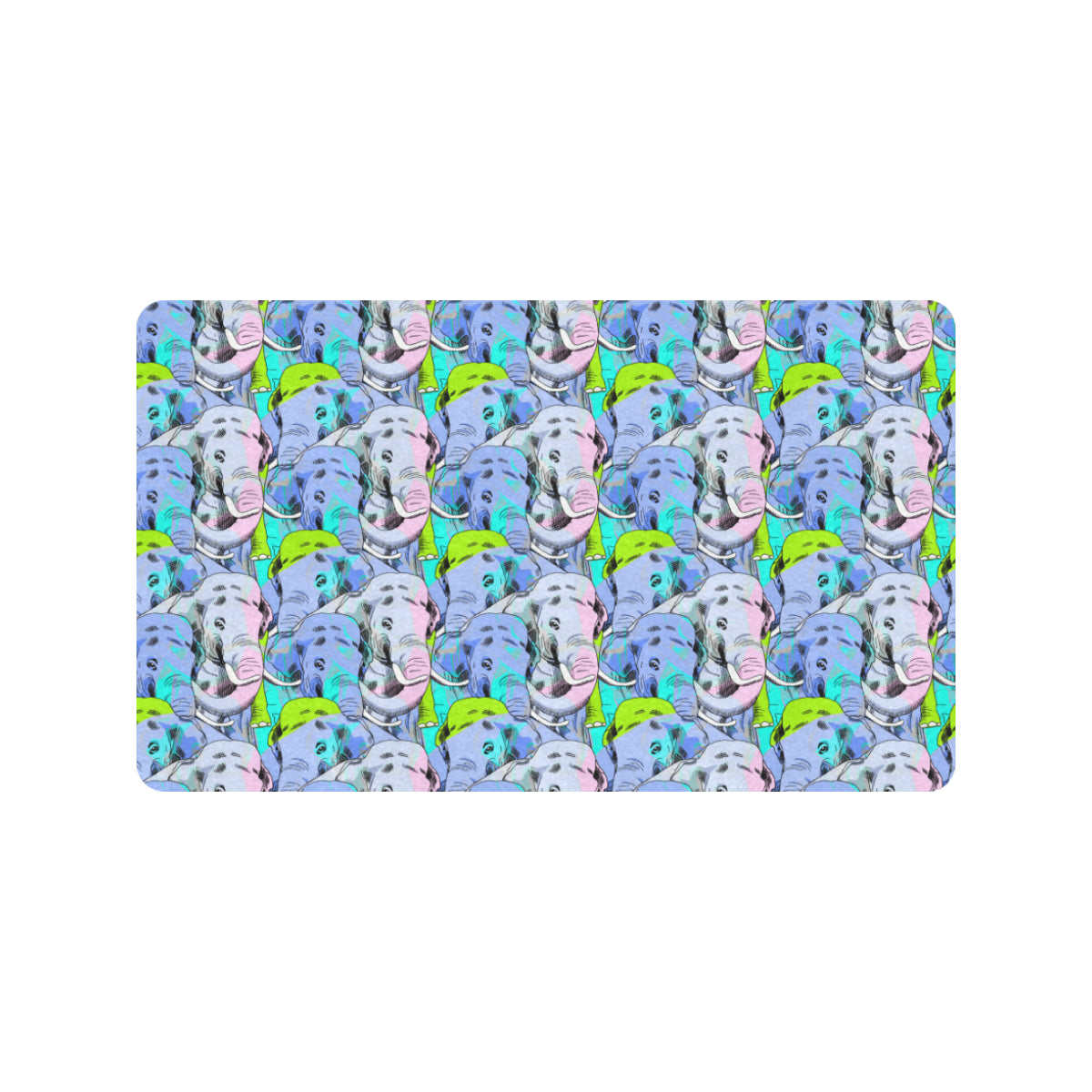 Elephant Art color Print Pattern Rubber Doormat