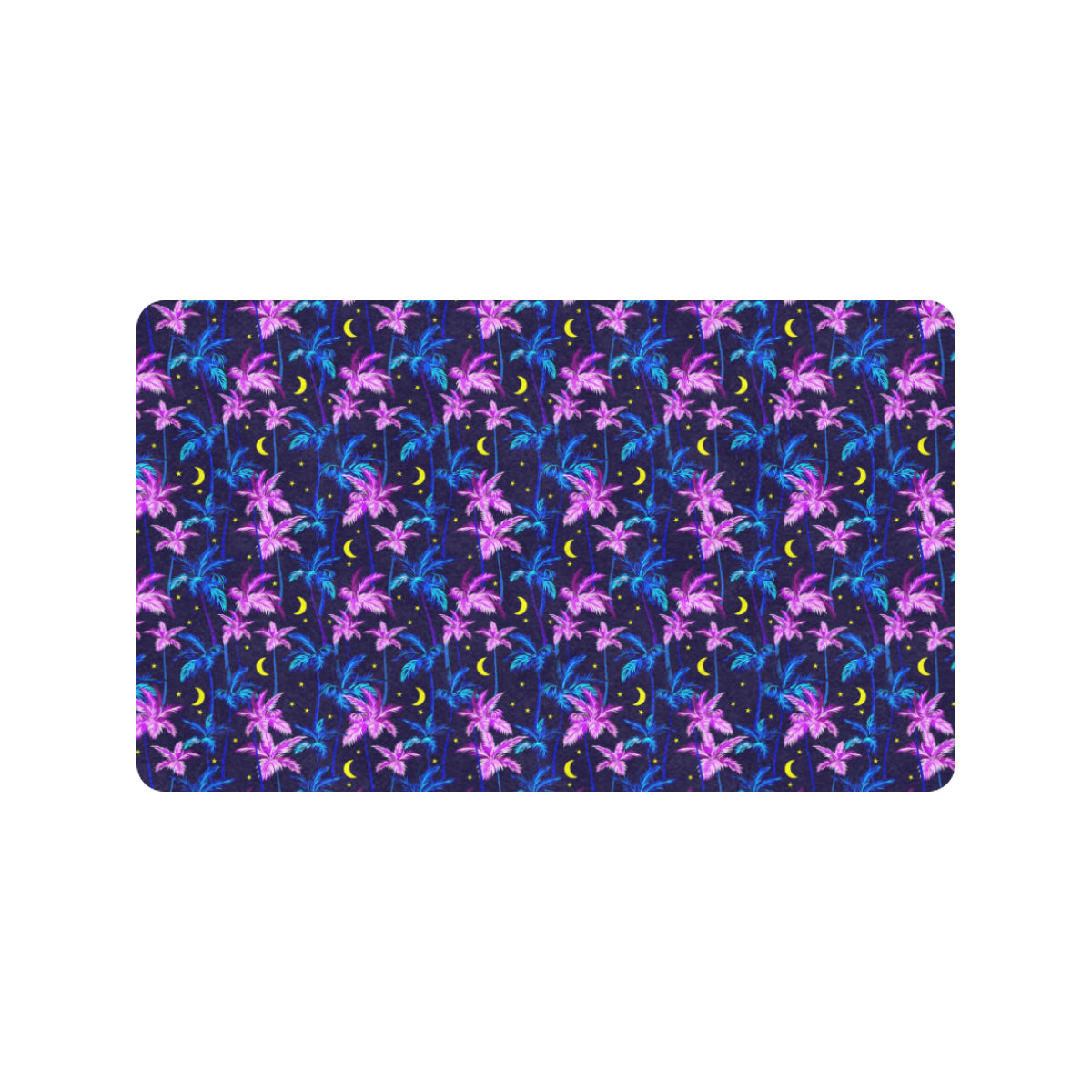 Palm Tree Night Scene Design Print Rubber Doormat