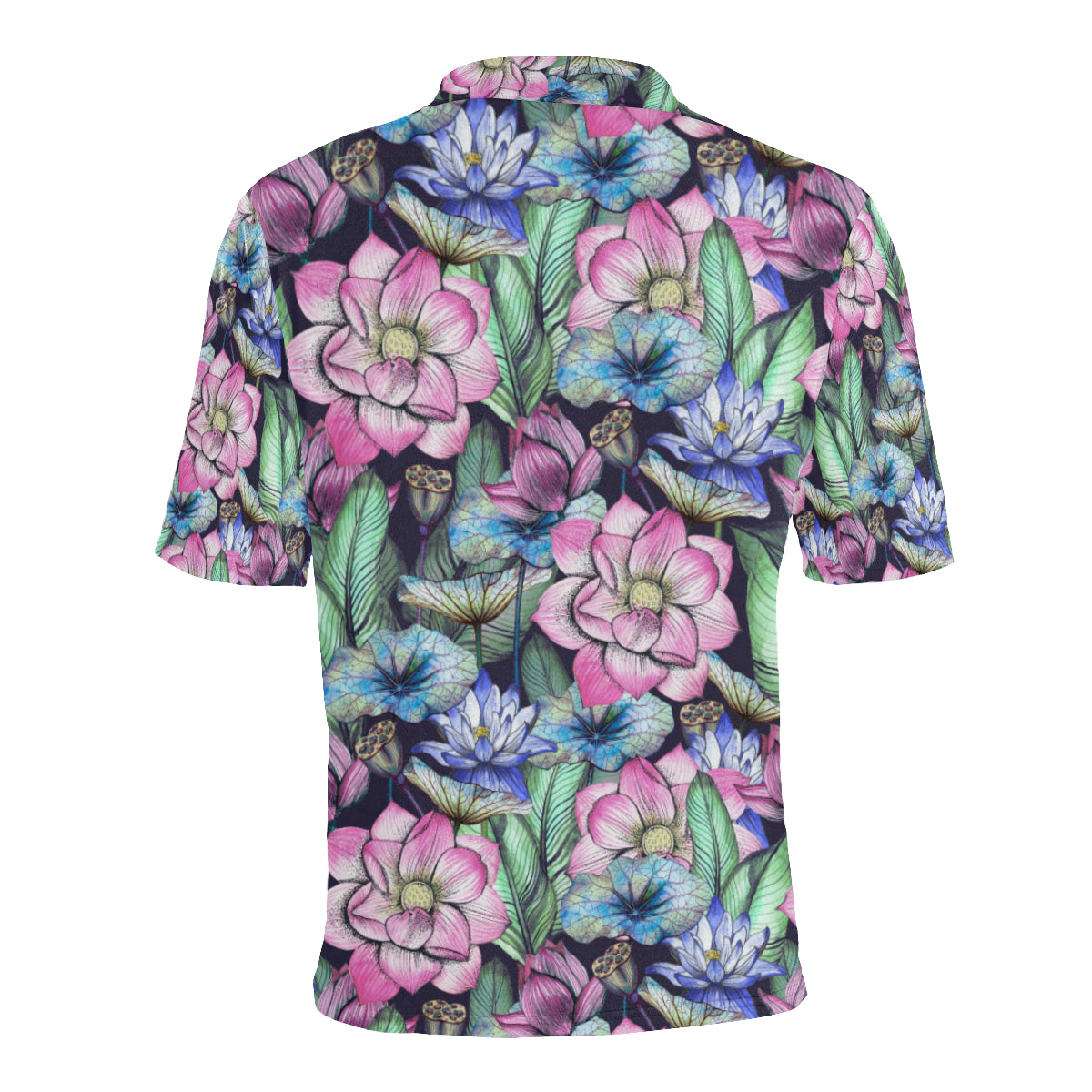 Water Lily Pattern Print Design WL07 Men Polo Shirt