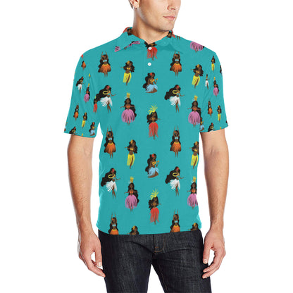 Hula Dancers Pattern Print Design 04 Men Polo Shirt