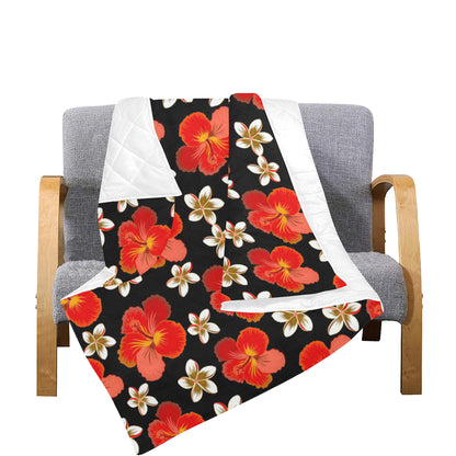 Red Hibiscus Pattern Print Design HB022 Premium Quilt